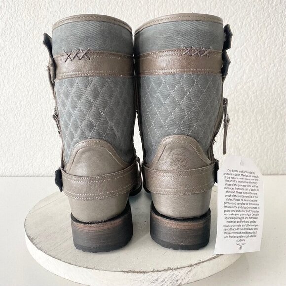 Lane DUSTOFF Womens Cowboy Boots 9 Gray Leather Cowgirl Ankle Boots Western - Picture 3 of 10